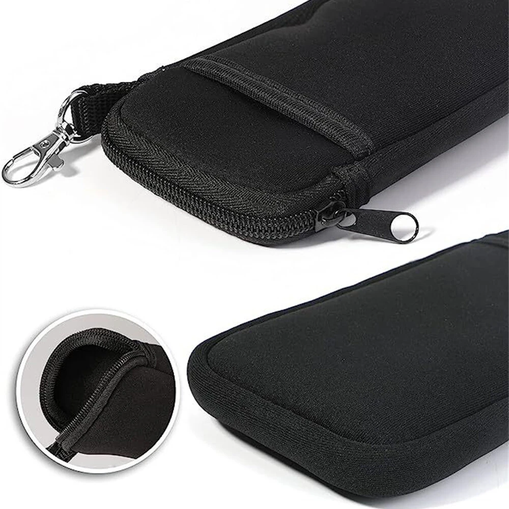 (image for) Portable Soft Zipper Glasses Bag with Buckle Lightweight Double Pockets Case can Store Mobile Phones, Headphones, Bank Cards Mini Storage Bag