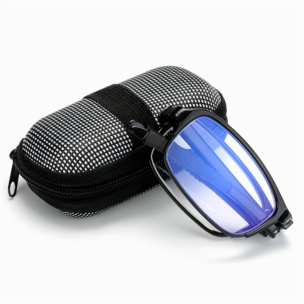 (image for) TR90 Folding Reading Glasses with Zipper Case Unisex Portable Lightweight Presbyopic Eyeglasses Readers Eyewear +1.5 ~ 3.5